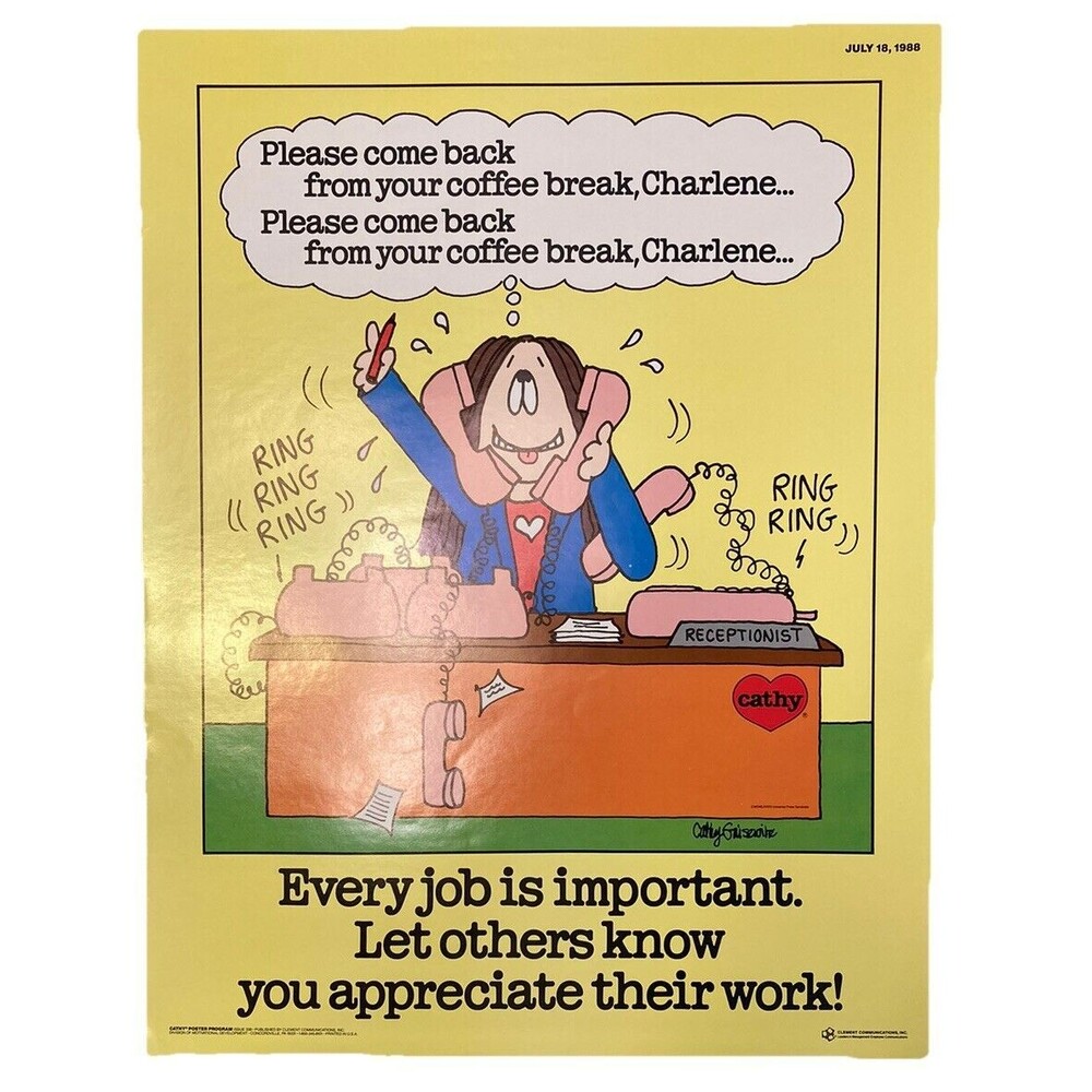 VTG CATHY Comic Strip "Let Others Know" Office Motivational Poster- Guisewite
